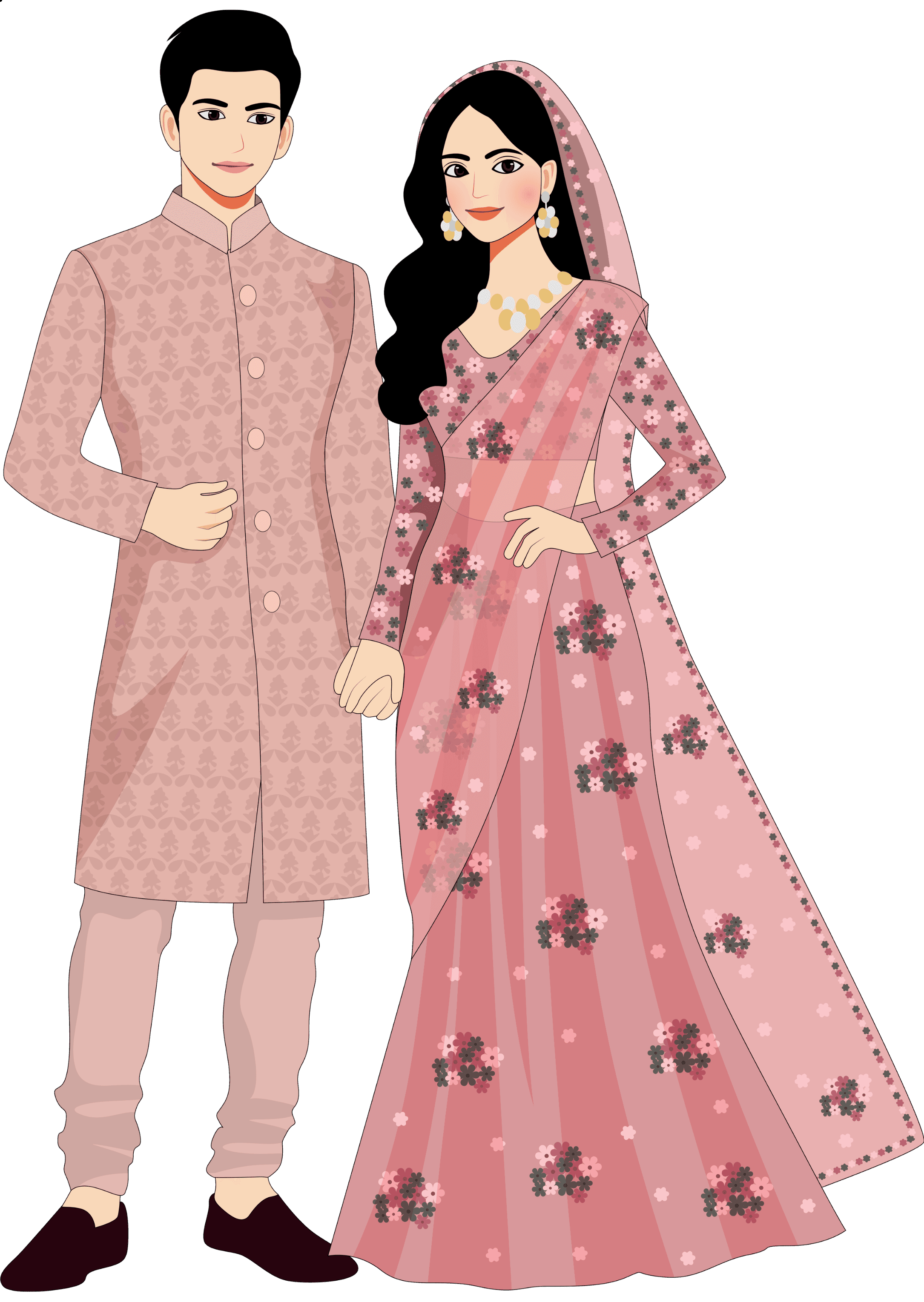 Bride and groom illustration